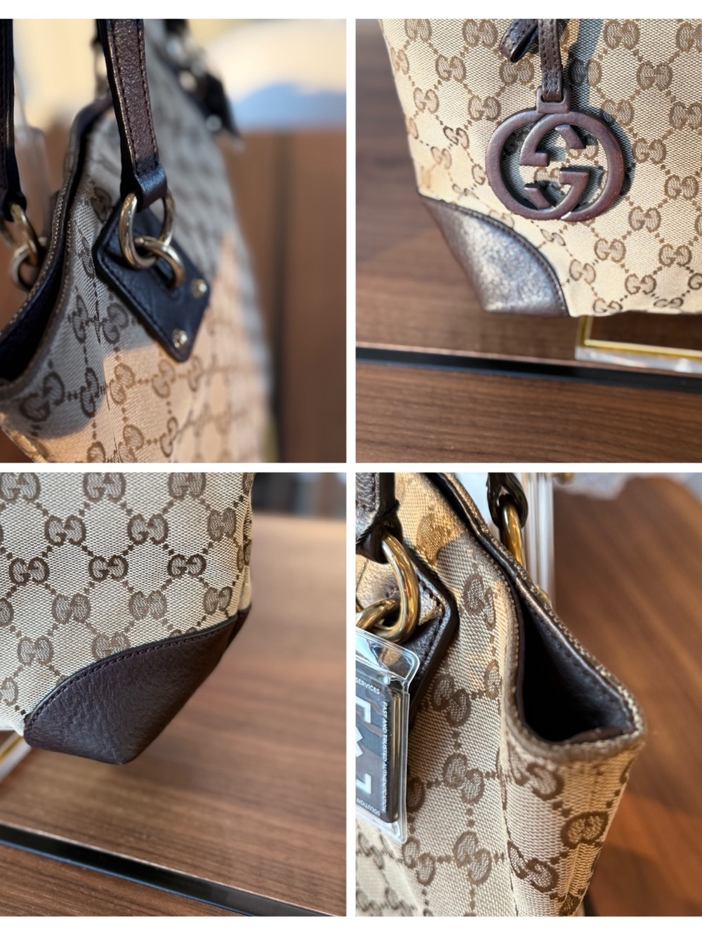 Authentic Gucci Sukey GG Canvas Tote Brown Leather Shoulder Bag - Picture 9 of 12